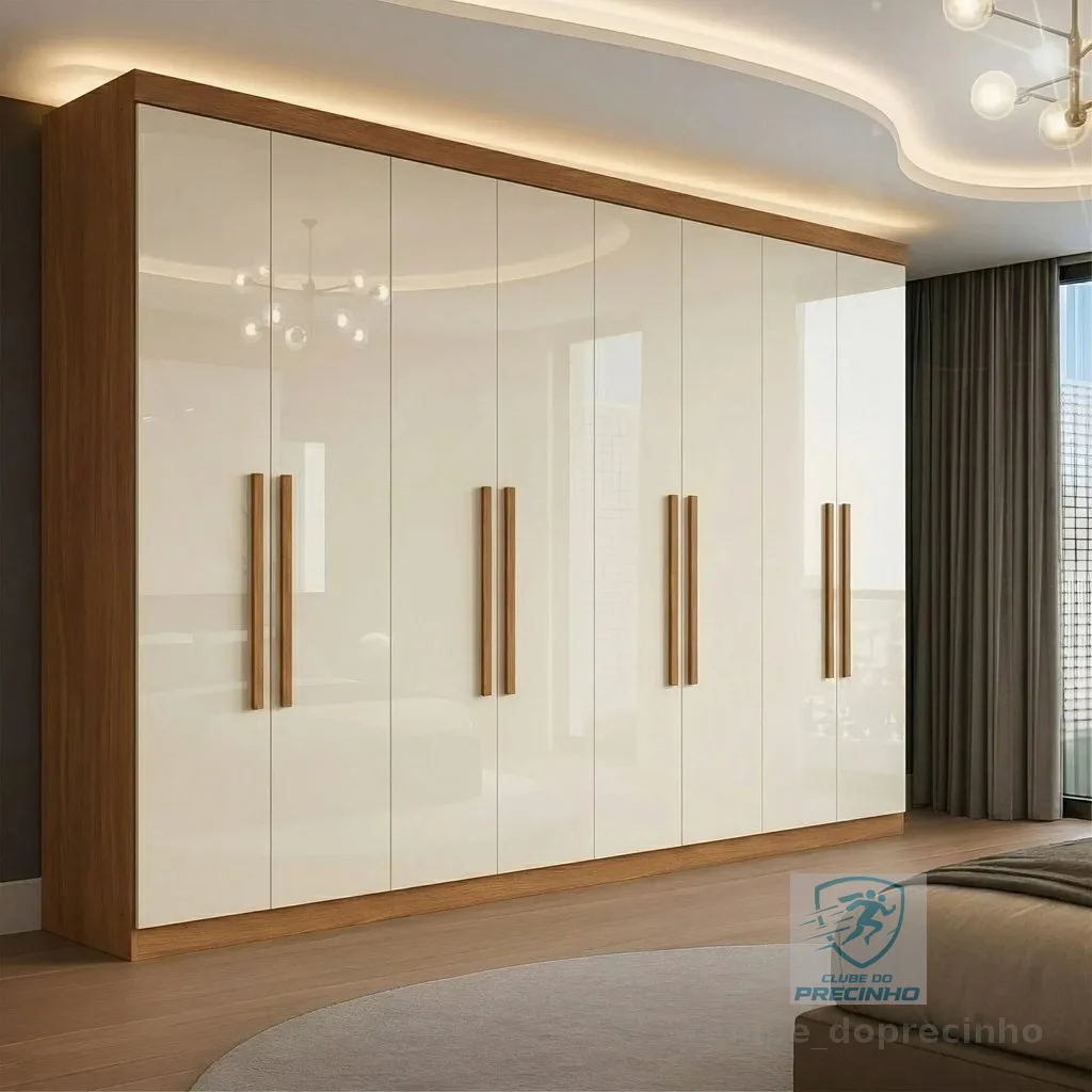 Guarda Roupa Casal 8 Portas 4 Gavetas Paris Espresso Móveis Off White/Cinamomo Cinamomo/Off White