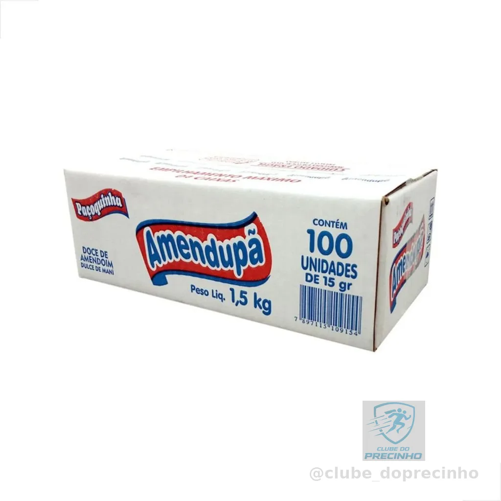 Paçoca Rolha Amendupã Caixa c/100 unidades 1,5kg