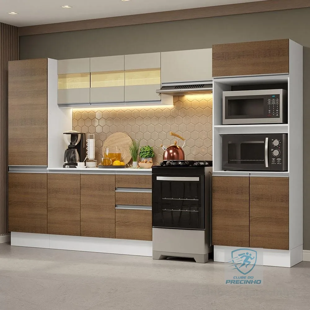 Armário de Cozinha Completa 100% MDF 300cm Smart Madesa 03