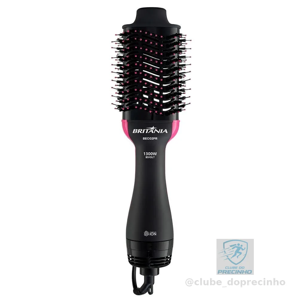 Britânia Escova Secadora BEC02PR Bivolt 4 em 1 1300W Plástico Rosa/Preto