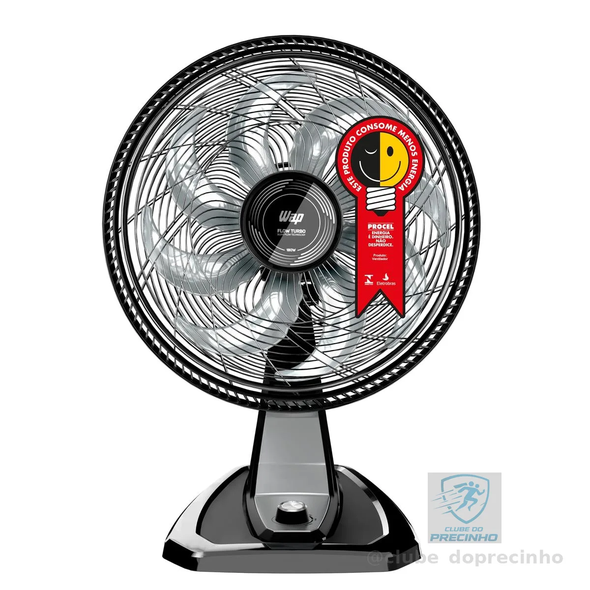 WAP Ventilador de Mesa e Parede 50cm FLOW TURBO, com Tecnologia Silenciosa e Econômica, 8 Pás e 3 Velocidades, 180W 127V