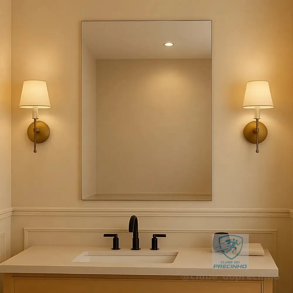 Espelho Vildrex Florença 70x50cm Lapidado Design Moderno Moldura Suporte
