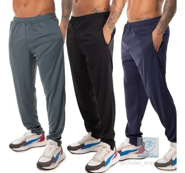 Kit 3 Calça Esportiva Elastano Academia Masculina Treino