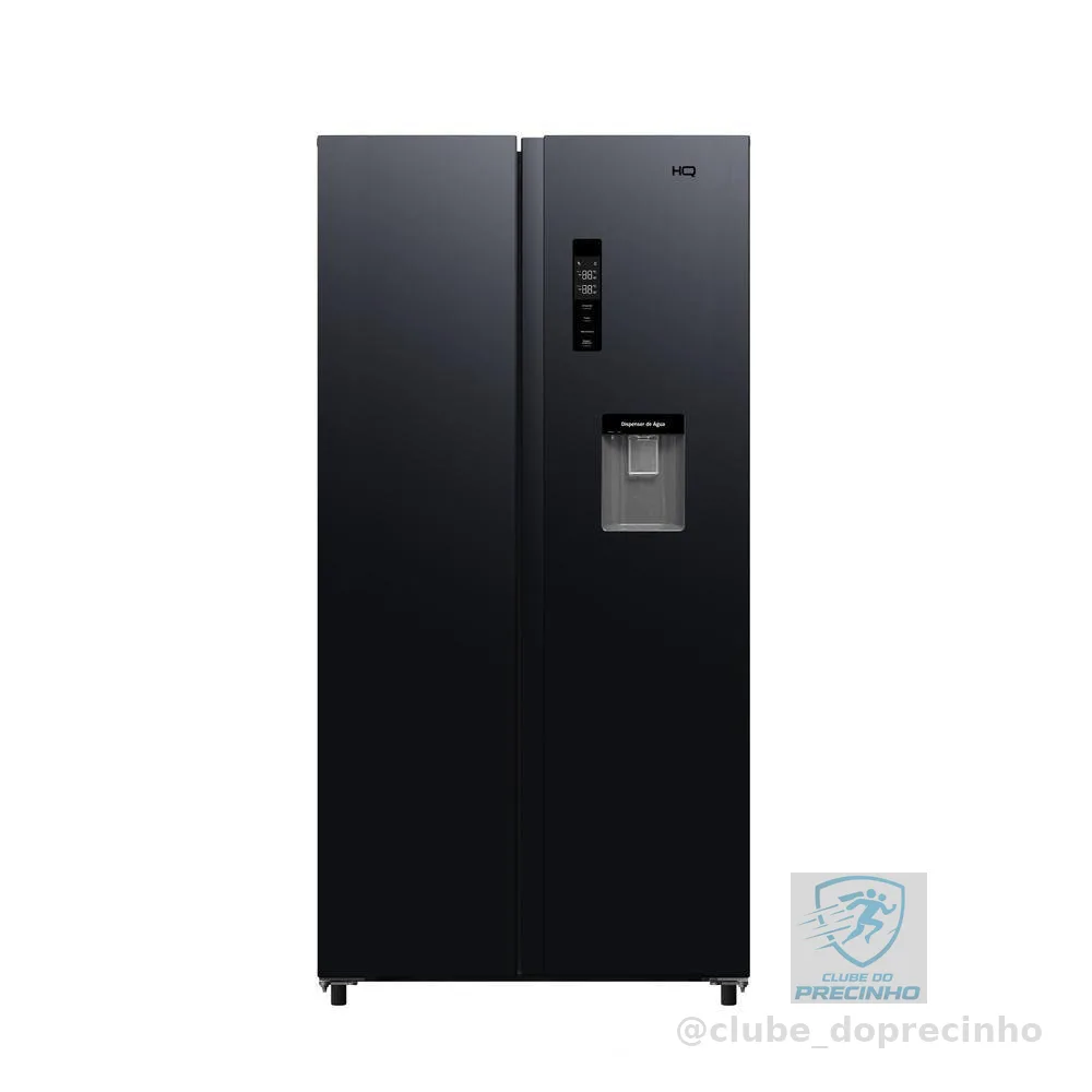 Geladeira Side By Side Frost Free 480 L HQ Inverter com Dispenser de Água Preta HQ-480SBSWD