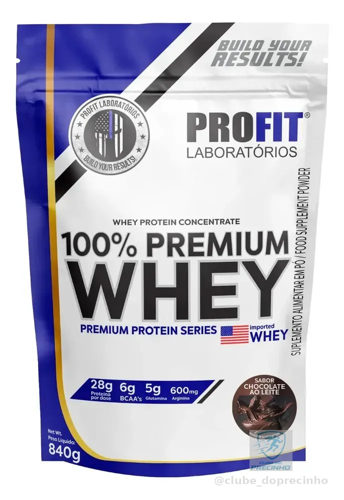 Whey Protein 100% Concentrado Premium 840g Profit Sabor Chocolate