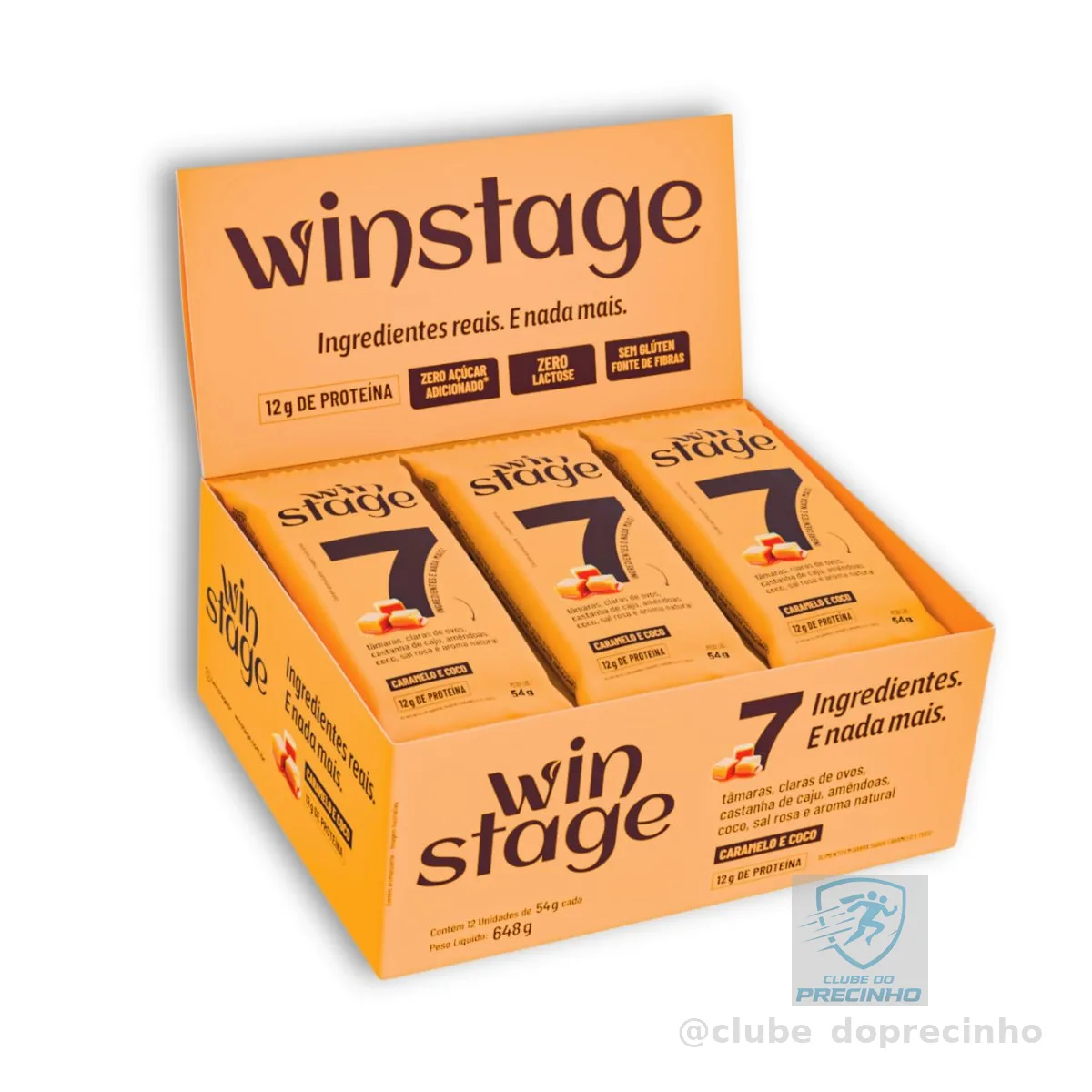 Barra de Proteína Sabor Caramelo e Coco WinStage - Caixa 12 Unid.