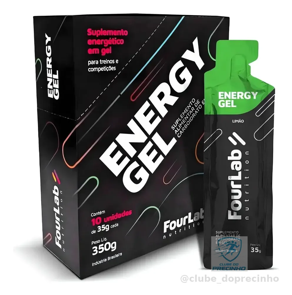 Gel Carboidrato Limão Fourlab Nutrition Caixa 10 Sachês Sem Glúten