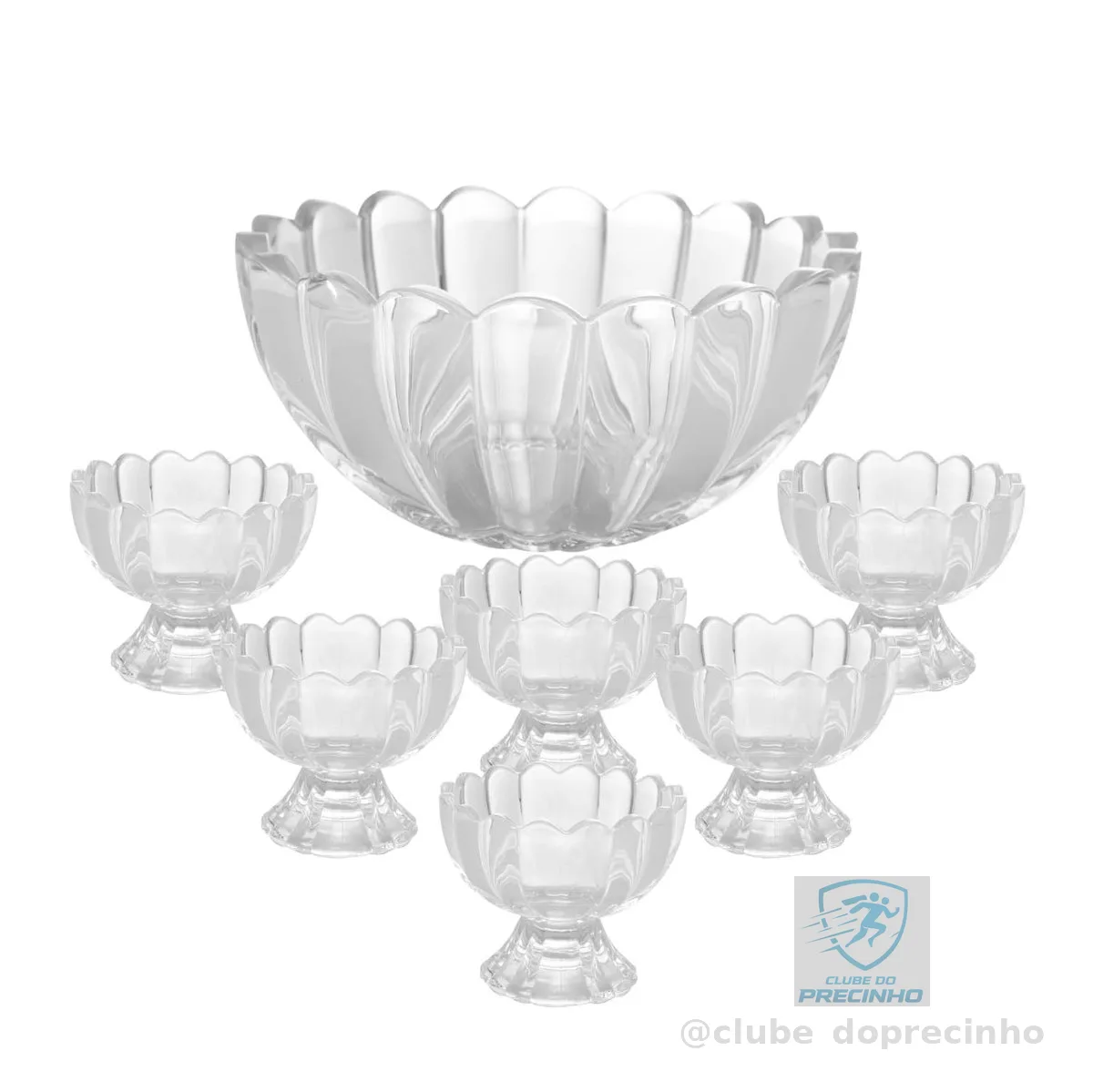 WOLFF - Conjunto 7 Peças Bowl com 6 Taças para Sobremesa Geneva 1,1L/125ml