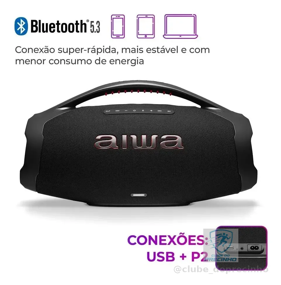 Caixa de Som AIWA Boombox Plus 200W Bivolt AWS-BBS-01-B