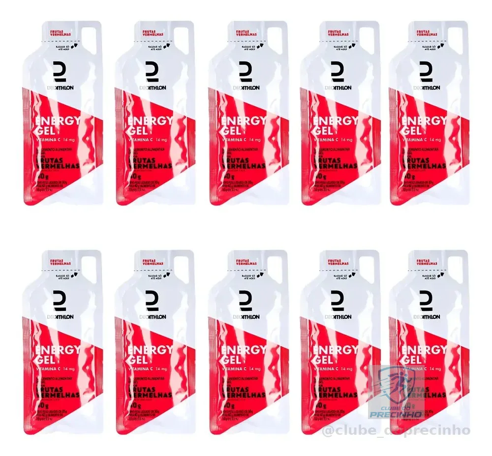Kit 10 Unidades Energy Gel Decathlon Frutas Vermelhas 40g
