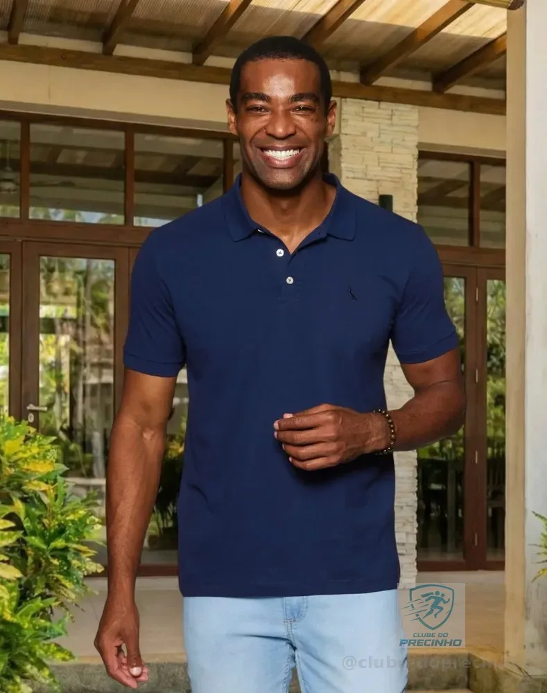 Camisa Polo Reserva Essence Básica Marinho Liso P