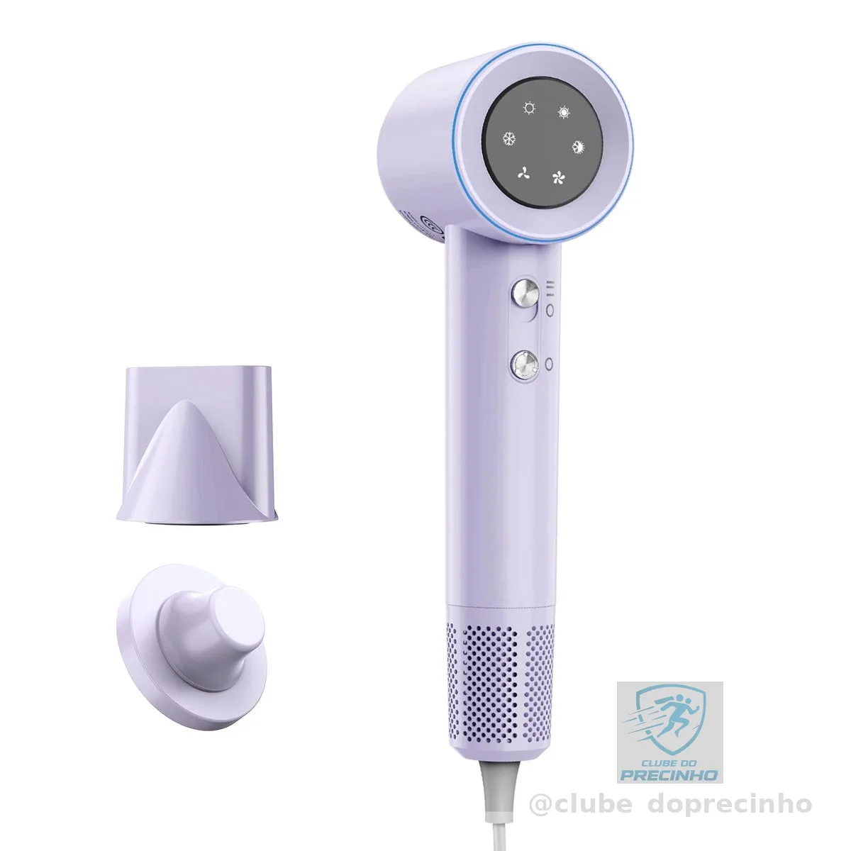 GOKOCO Secador De Cabelo Profissional 110v 127v, 120000 RPM High Speed Hair Dryer 1600W com Display Digital LED e Bocal de ar Magnético,GD029 Roxo