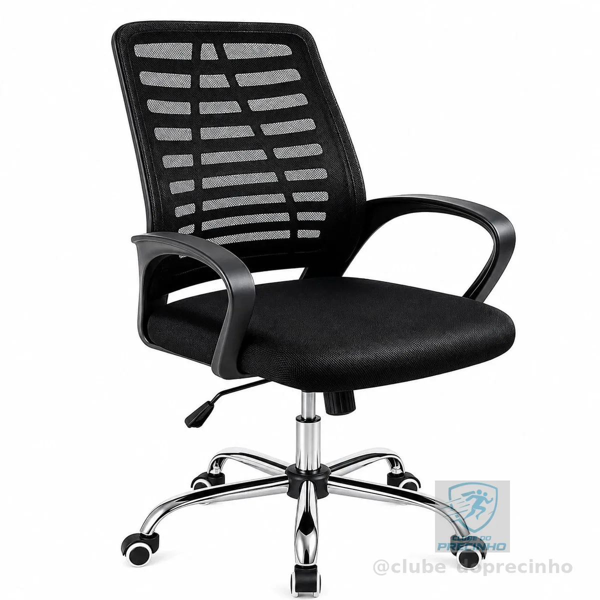 Cadeira de Escritório Ergonômica Mesh Giratória Base Cromada com Regulagem Altura Home Office