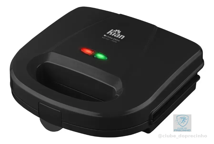 Sanduicheira Grill 2 Em 1 Kian Preta Elétrica 750w Cor Preto,Seu Mixto Quente Ultra Rápido, e Outros Petiscos