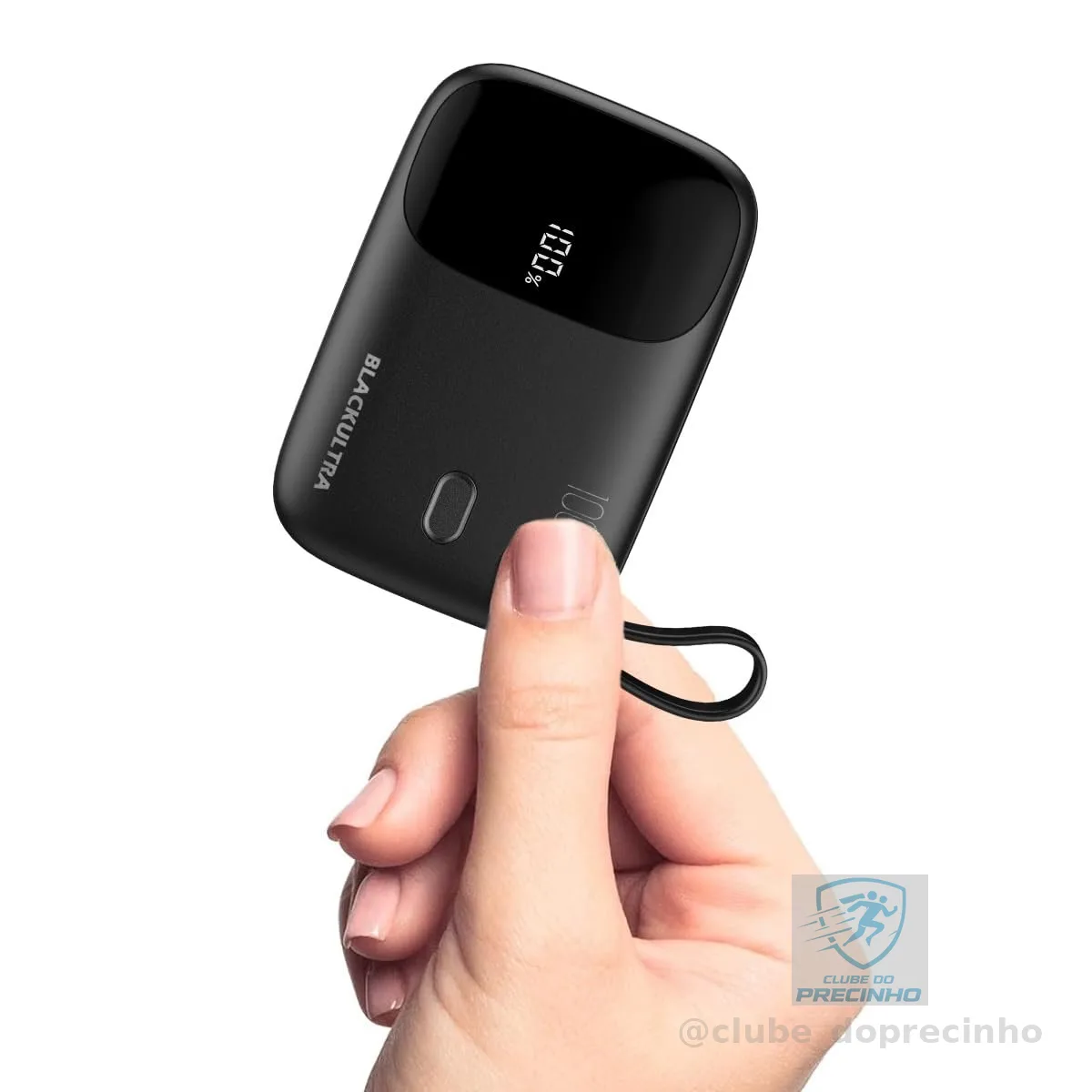 Carregador Portátil 10000mAh com Display LED, Mini Power Bank Rápido 22.5W com PD 3.0 e QC 3.0, USB-C Leve e Compatível com iPhone 16/15/14/13/12/11 e Samsung, Preto