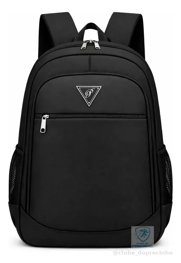 Mochila Masculina Bolsa Impermeável Faculdade Executiva Alça Reforçada Preto Liso
