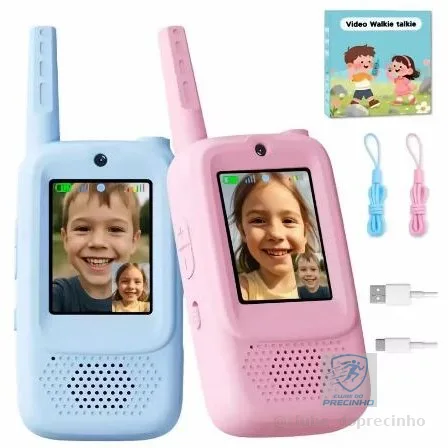 KIT 2 Walkie Talkie Infantil com Vídeo Câmera Comunicação Sem Fio Brinquedo