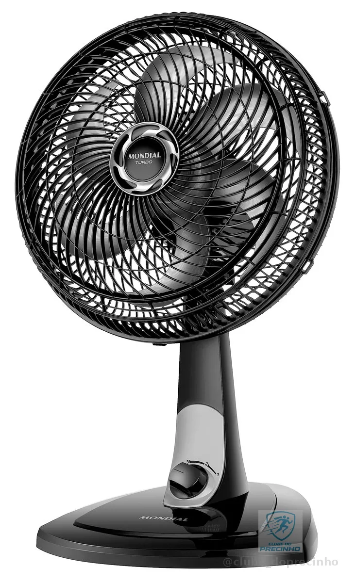 MONDIAL Ventilador de Mesa 30cm Turbo, Preto/Prata, 60W, 110V - VT-30-NB