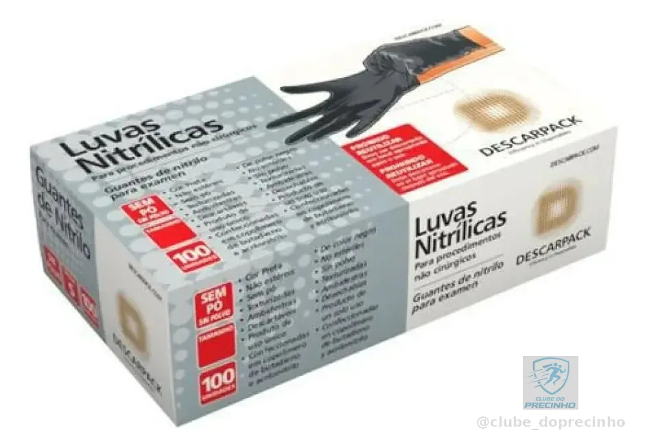 Luva Nitrílica Preta Descarpack 100un - M