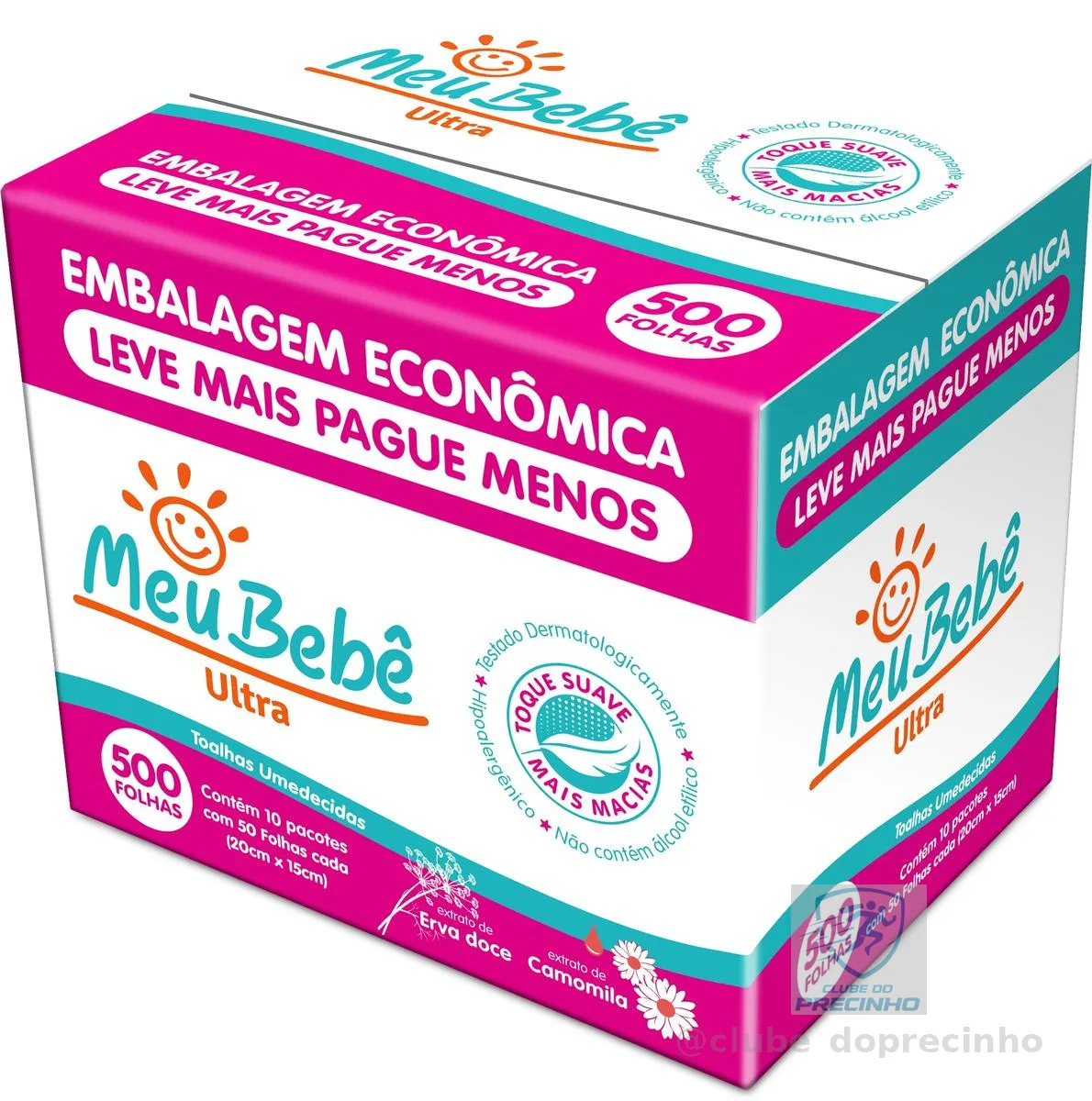 Meu Bebê Ultra Toalhas Umedecidas, Hygieline, 500 Folhas