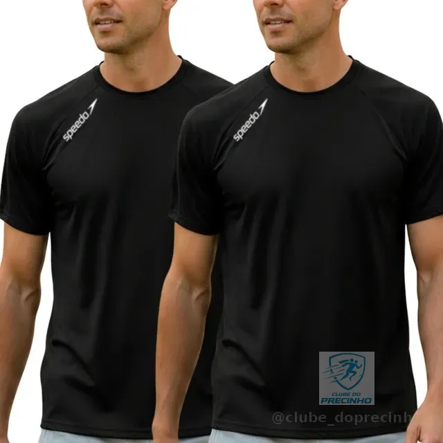 Kit 2 Camiseta Masculina Speedo Dry Fit Manga Curta Academia