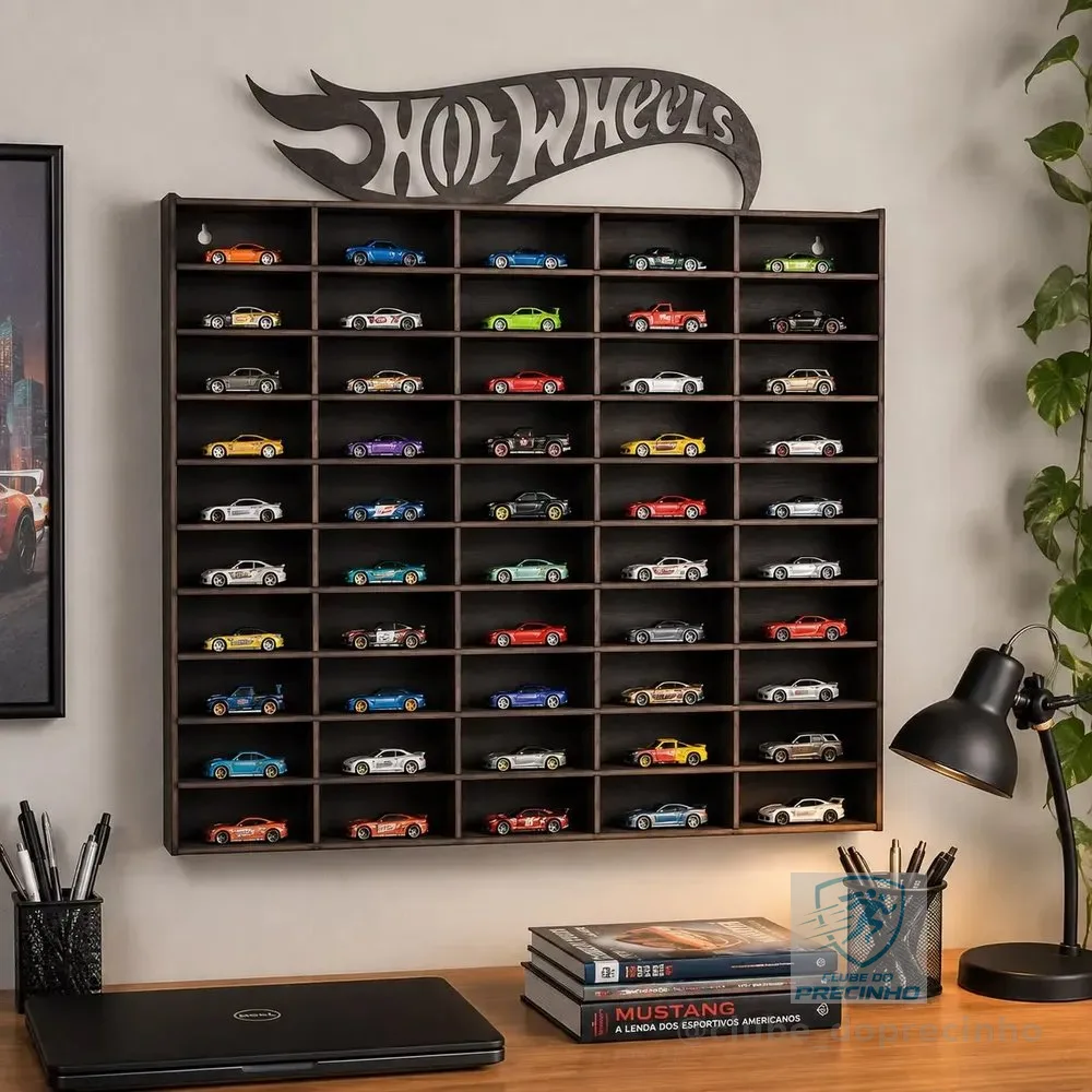 Expositor Para 50 Carrinhos Hot Weels Prateleira Brinquedo Mdf