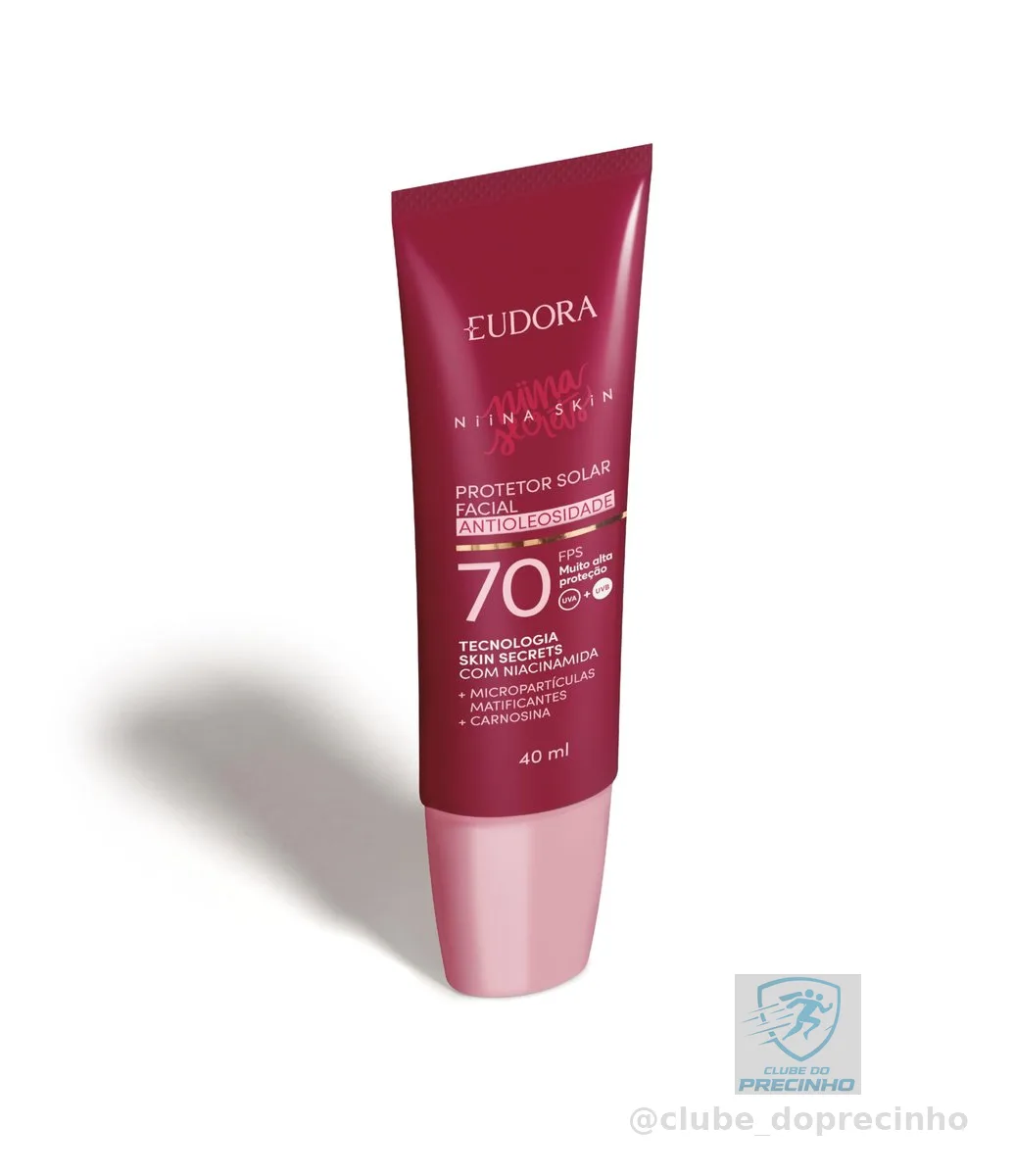 EUDORA NIINA SKIN PROTETOR SOLAR FACIAL ANTIOLEOSIDADE FPS 70 REGULAR 40g