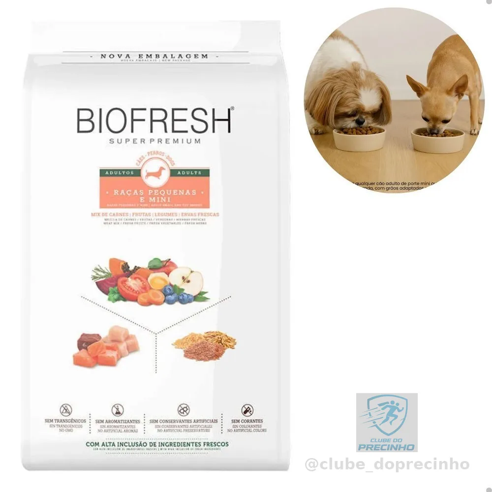Ração Biofresh Mix de Carne, Frutas, Legumes e Ervas Frescas Cães Adultos de Raças Pequenas 10,1kg