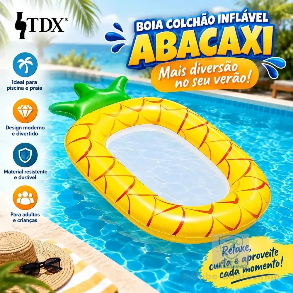 Boia Colchão Inflável Para Piscina Praia E Lago Com Tela De Malha Confortável Leve Resistente Para Adultos E Crianças Abacaxi TDX