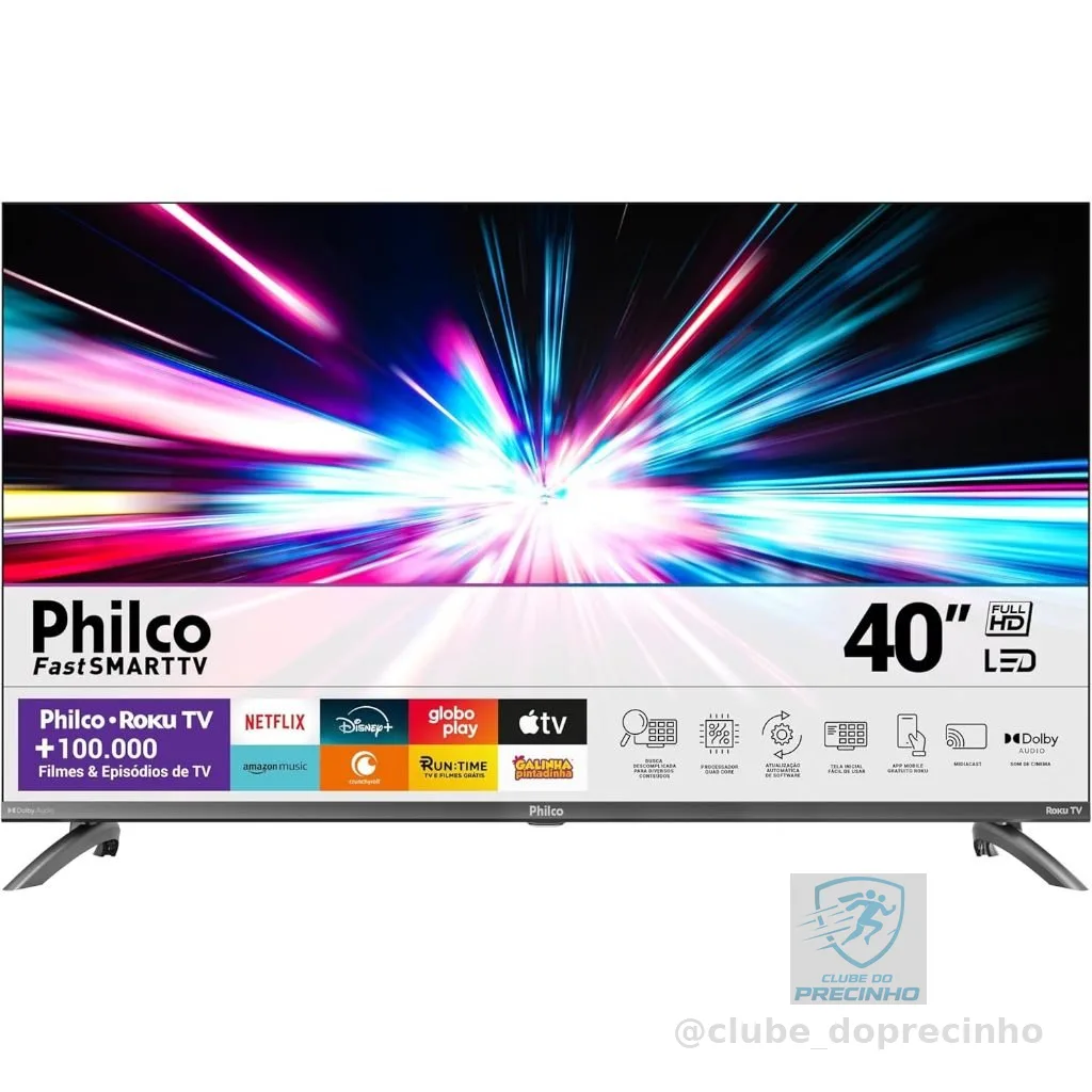 Smart TV 40” Philco Roku TV LED Dolby Audio PTV40M9GR2CGB