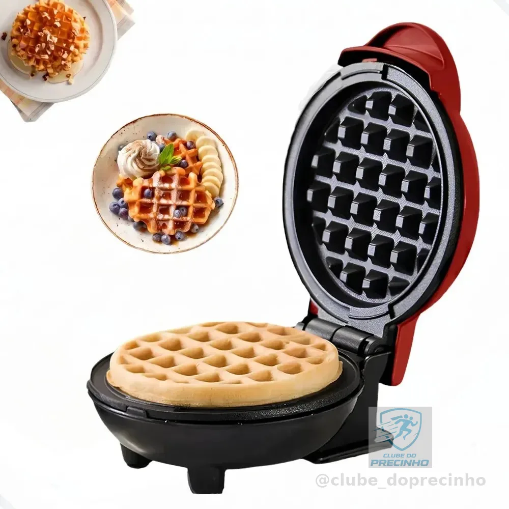 Máquina De Fazer Waffle Mini Grill Panqueca Elétrica Vermelha 220Alinea