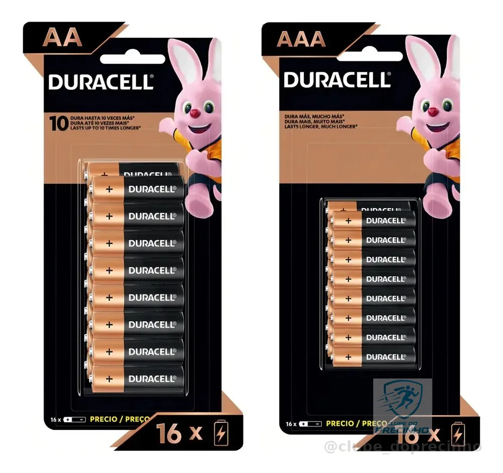 Kit Duracell Com 16 Pilhas Aa E 16 Pilhas Aaa