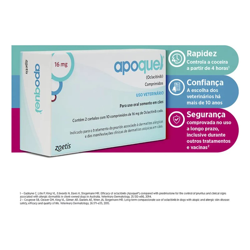 Apoquel Zoetis 16mg Comprimidos Anti Coceira Para Cães 20 Unidades