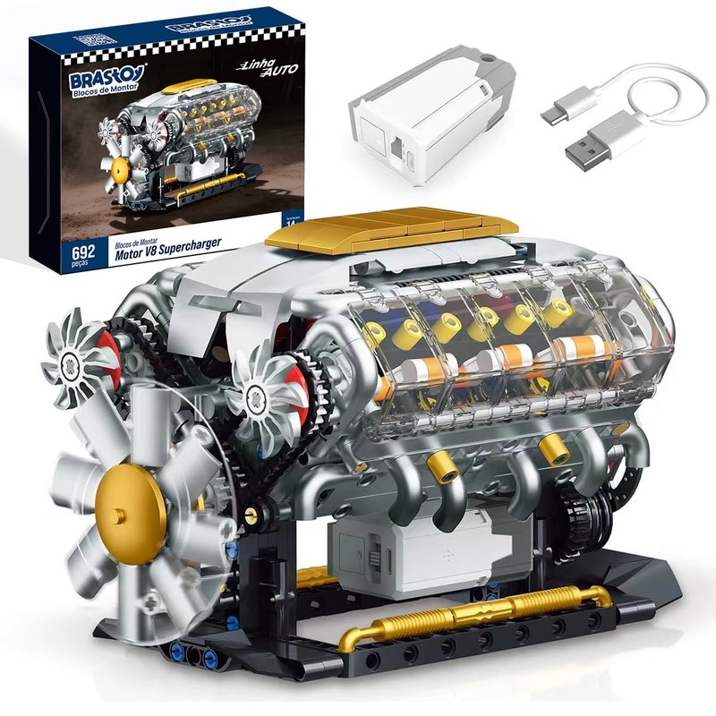 Blocos de Montar Construção de Motor V8 Modelo Brinquedos 692 Peças
