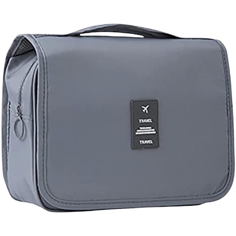 Bolsa Necessaire Maquiagem Cosméticos Feminina Viagem Com Divisória e Cabide para Pendurar (Cinza)