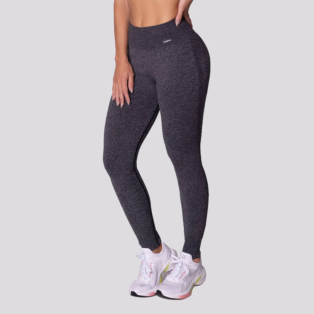 Calça Legging Selene Sem Costura Feminina Preto Mescla