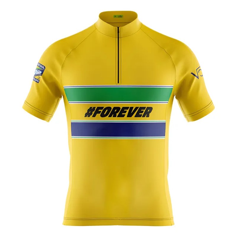 Camisa Ciclismo Amarelo Forever Senna Em Dry Fit Uv50+