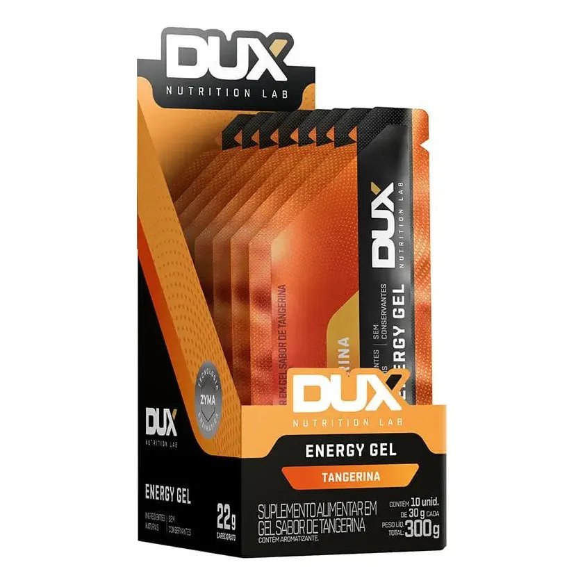 Energy Gel 30g Com Cafeína Display 10 Sachês Dux Nutrition Sabor Tangerina
