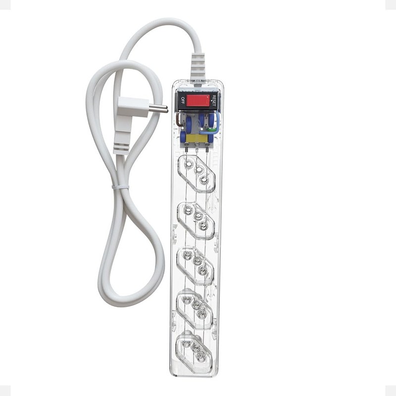 Filtro de Linha CLAMPER iCLAMPER Energia 5, 5 Tomadas, Proteção Contra Surtos Elétricos, 10A, Bivolt, Cabo 1m, Transparente