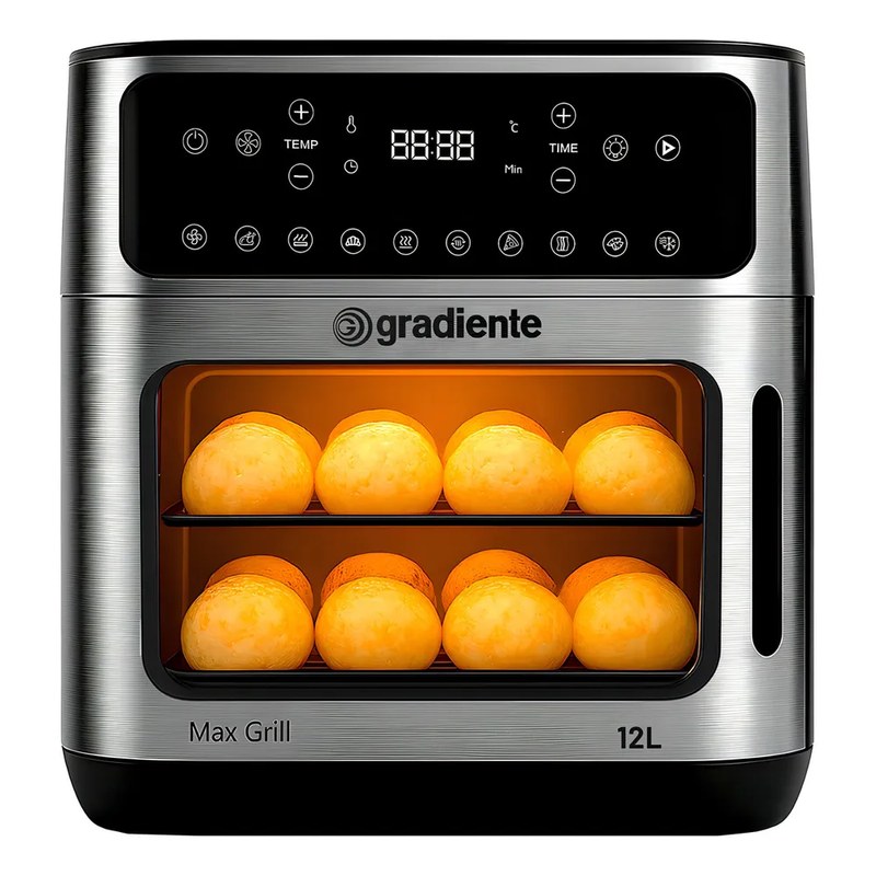 Fritadeira Elérica Air Fryer Forno Oven Gradiente Pgfo1200 12 Litros 4 Em 1 1900w 220v Cor Preta Inox Com Preto