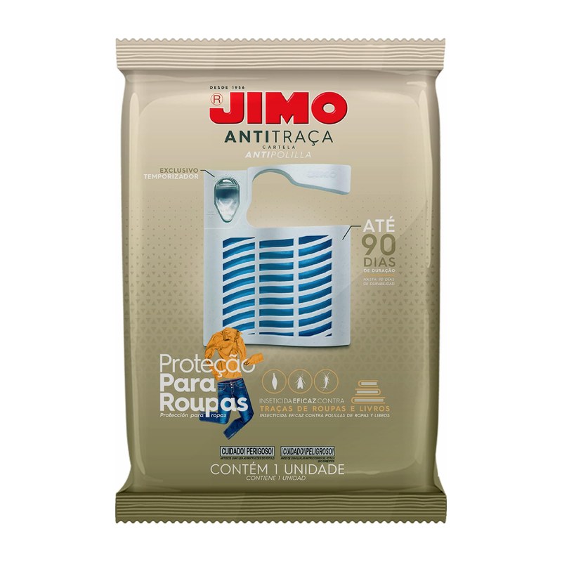Jimo Anti-Traça Cartela 1 Unidade Inseticida Sem Cheiro Proteção para Roupas Livros Gavetas Armários Closets