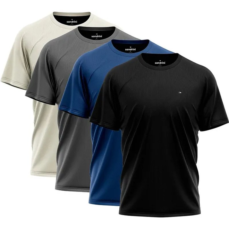 Kit 4 Camiseta Dry-fit Sandrini Masculina Academia Caminhada
