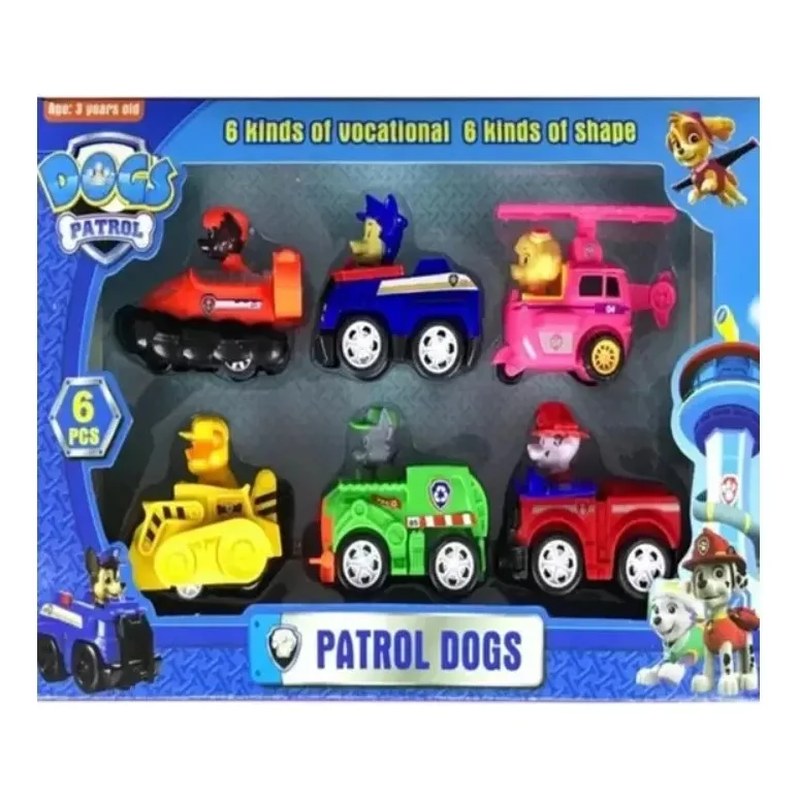 Kit 6 Carrinhos Patrulha Canina Fricção Brinquedos Cachorro