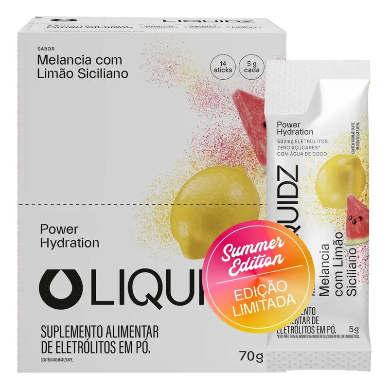 Liquidz Eletrólitos Zero Açúcar Melancia Com Limão 14 Sachês