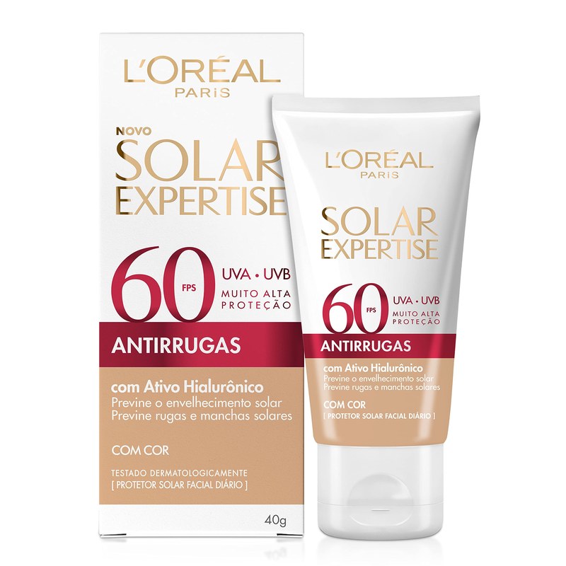 L'Oréal Paris Solar Expertise Antirrugas FPS 60 Com Cor - Protetor Solar Facial 50g