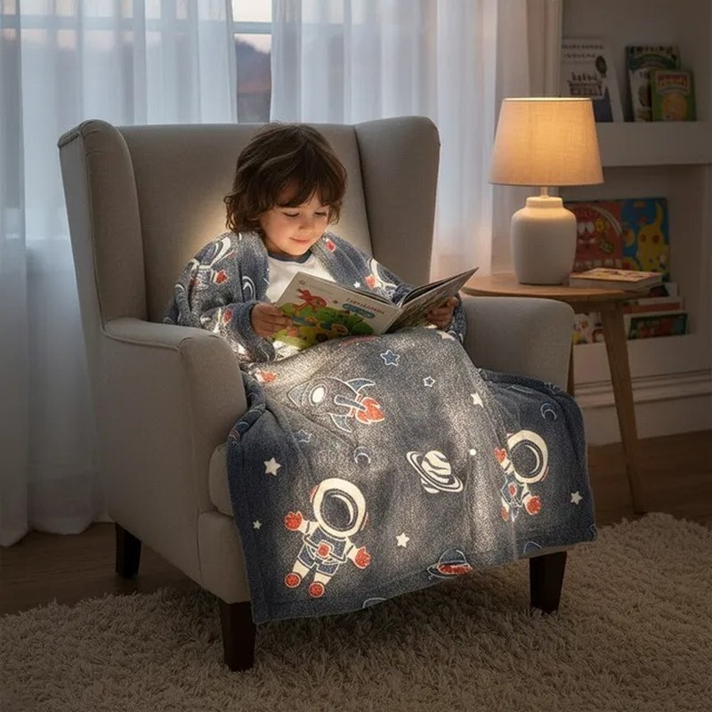 Manta Cobertor Criança  1,80x2,00 Mt Brilha No Escuro