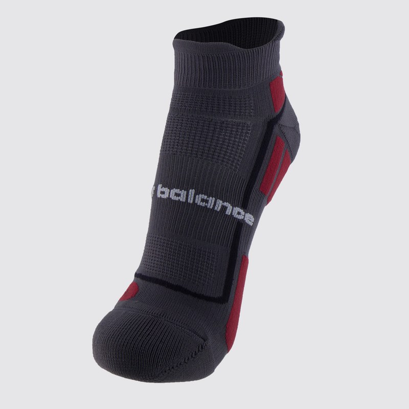 Meia New Balance Cano Invisível Cinza e Vermelha - FutFanatics