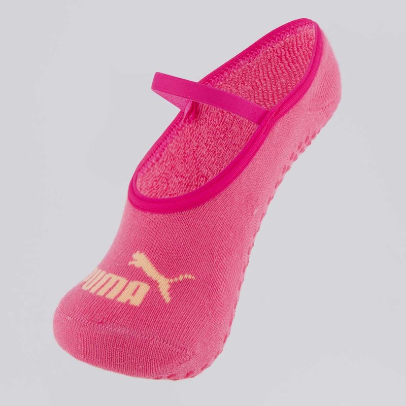 Meia Puma Pilates Feminina Rosa e Laranja - FutFanatics