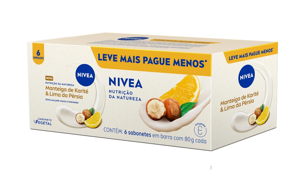 NIVEA Sabonete Vegetal Nutrição Da Natureza Manteiga De Karité & Lima Da Pérsia 80g 6 Unidades