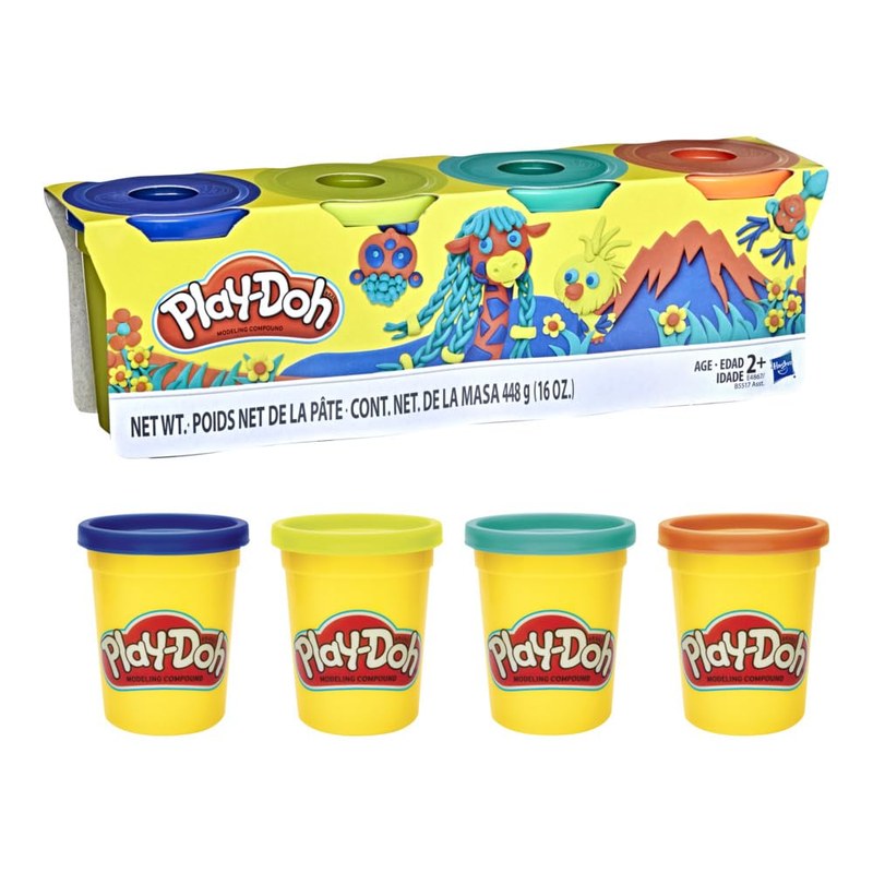 Play-Doh, Massinha de Modelar Infantil, Wild 4 Pack - Conjunto com 4 Potes de 113,5 g - A partir de 3 Anos